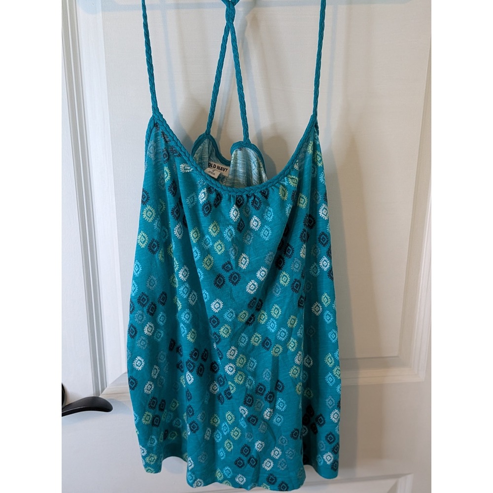 Old Navy Teal Geometric Print Braided Racerback Camisole Tank Top Womens Medium